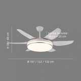 Ventilador de techo silencioso con luz LED y mando a distancia de 6 aspas