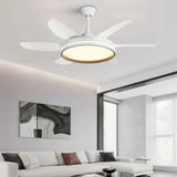 Ventilador de techo blanco con luz LED silencioso y motor DC de 6 aspas