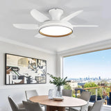 Ventilador de techo blanco con luz LED silencioso y motor DC de 6 aspas