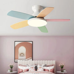 Ventilador de techo infantil con luz LED y motor inverter multicolor de madera