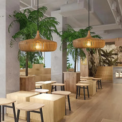 Lámpara colgante de madera estilo nórdico regulable en altura para comedor