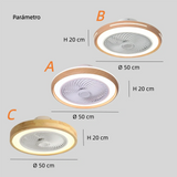 Ventilador de techo con luz silencioso sin aspas DC regulable Ø 50 cm para dormitorio