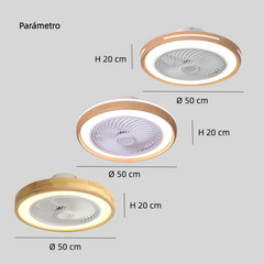 Ventilador de techo con luz silencioso sin aspas DC regulable Ø 50 cm para dormitorio