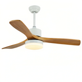Ventilador de techo con luz y aspas de madera silencioso motor DC con temporizador Ø132 cm