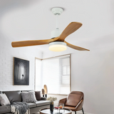 Ventilador de techo con luz y aspas de madera silencioso motor DC con temporizador Ø132 cm