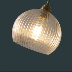 Luz colgante de vidrio esférico transparente a rayas