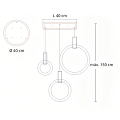 Lámpara colgante de anillos nórdica LED regulable de madera para escalera