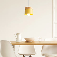 Lámpara colgante nórdica cilíndrica LED color Morandi para comedor