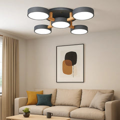 Lámpara de Techo de Madera Multicabezal Nórdica con LED para Salón