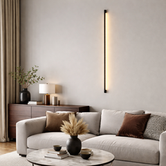 Aplique Lineal de Pared Minimalista Negro de Metal para Salón