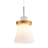 Luz de colgante minimalista de madera trapezoidal de lámpara blanca