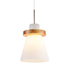 Luz de colgante minimalista de madera trapezoidal de lámpara blanca