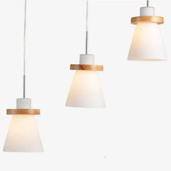 Luz de colgante minimalista de madera trapezoidal de lámpara blanca