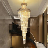 Lámpara colgante de escalera de cristal en espiral de lujo gris claro