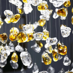 Lámpara colgante de cristal moderna ovalada multicolor con LED para salón