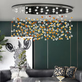 Lámpara colgante de cristal moderna ovalada multicolor con LED para salón