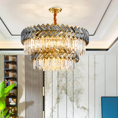 Lámpara colgante de cristal moderna redonda con LED para comedor