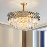 Lámpara colgante de cristal moderna redonda con LED para comedor