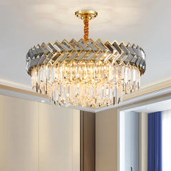 Lámpara colgante de cristal moderna redonda con LED para comedor