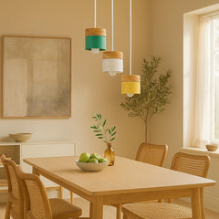 Lámpara colgante nórdica cilíndrica LED color Morandi para comedor