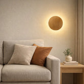 Aplique pared redondo de madera LED estilo nórdico para salón