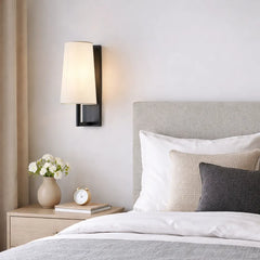 Aplique de Pared Tela Moderno con Base Negra para Mesita de Noche