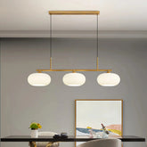Lámpara colgante de tres luces LED regulable de vidrio moderno para comedor