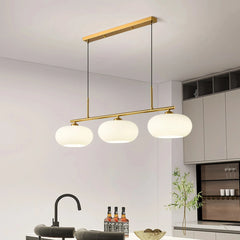 Lámpara colgante de tres luces LED regulable de vidrio moderno para comedor