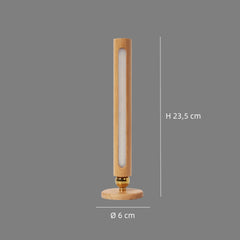 Aplique de pared de madera LED cilíndrico giratorio, recargable y regulable