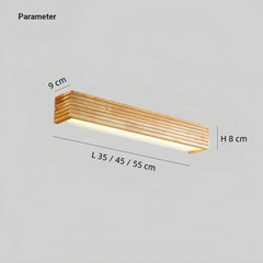 Aplique baño de madera LED rectangular para espejo moderno