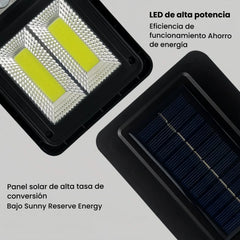 Foco solar moderno negro con sensor de movimiento LED IP65 para exterior