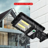 Foco solar moderno negro con sensor de movimiento LED IP65 para exterior