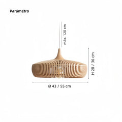 Lámpara colgante de madera estilo nórdico regulable en altura para comedor