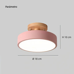 Lámpara de techo redonda moderna LED nórdica rosa Ø18 cm para pasillo