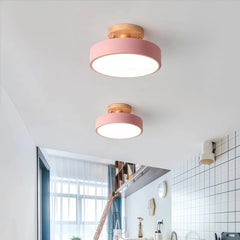 Lámpara de techo redonda moderna LED nórdica rosa Ø18 cm para pasillo