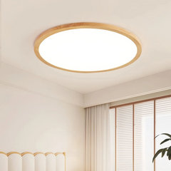 Plafón redondo de madera nórdico ultrafino regulable para dormitorio