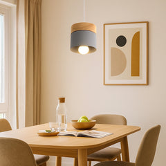 Lámpara colgante nórdica cilíndrica LED color Morandi para comedor