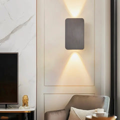 Aplique de pared bidireccional LED rectangular moderno para salón