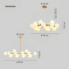 Lámpara colgante con bolas de vidrio LED moderna para comedor
