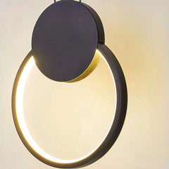 Lámpara colgante de anillo minimalista LED negra para mesita de noche