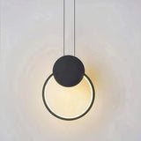Lámpara colgante de anillo minimalista LED negra para mesita de noche