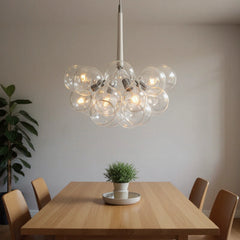 Lámpara de araña racimo moderna de vidrio regulable en altura para comedor