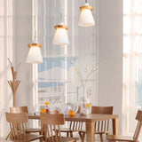 Luz de colgante minimalista de madera trapezoidal de lámpara blanca