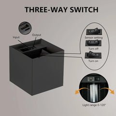 Aplique de Pared para Exterior con Doble Cabezal Cuadrado