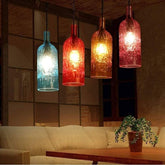 Lámpara colgante de botella de vidrio de colores