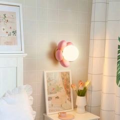 Aplique de pared floral LED moderno de resina para dormitorio