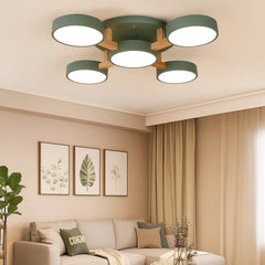 Lámpara de Techo de Madera Multicabezal Nórdica con LED para Salón