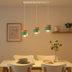Lámpara colgante nórdica cilíndrica LED color Morandi para comedor