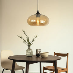 Lámpara colgante de vidrio de colores redonda para comedor