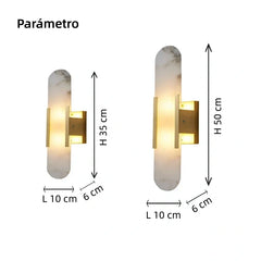 Aplique de pared moderno de mármol ovalado para mesilla de noche
